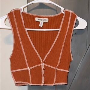 Urban Outfitters Orange Ribbed Crop Tank Top